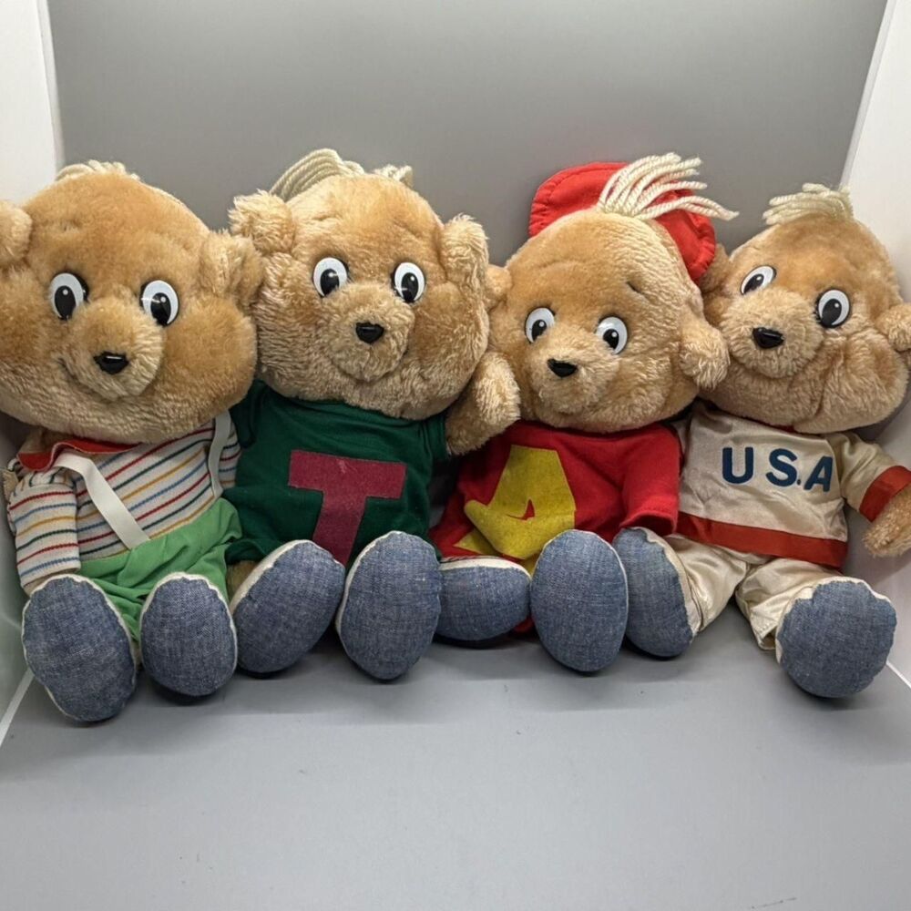 Vintage 2 Alvin and 2 Theodore Plush Alvin and the Chipmunks 1983
